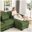 Canapé modulaire en L surdimensionné à 4 places avec repose-pieds Cloud Couch Cloud, coussins épais, velours côtelé respirant, vert
