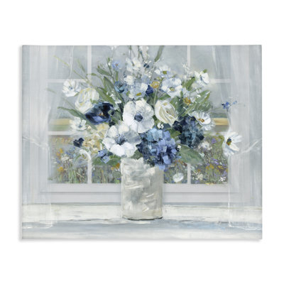 Blue Hydrangea & Anemone Bouquet Canvas, design by Sally Swatland