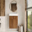 Meuble-lavabo suspendu de 42 cm (16,5 pouces) avec lavabo en céramique, porte et bonde réglable, idéal pour les petits espaces. Style moderne du milieu du siècle, rangement intégré, fermeture amortie.