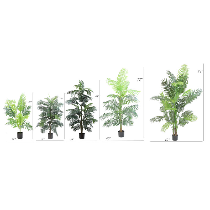 Palmier artificiel en pot, H 42 po x l 28 po x P 28 po, Vert citron