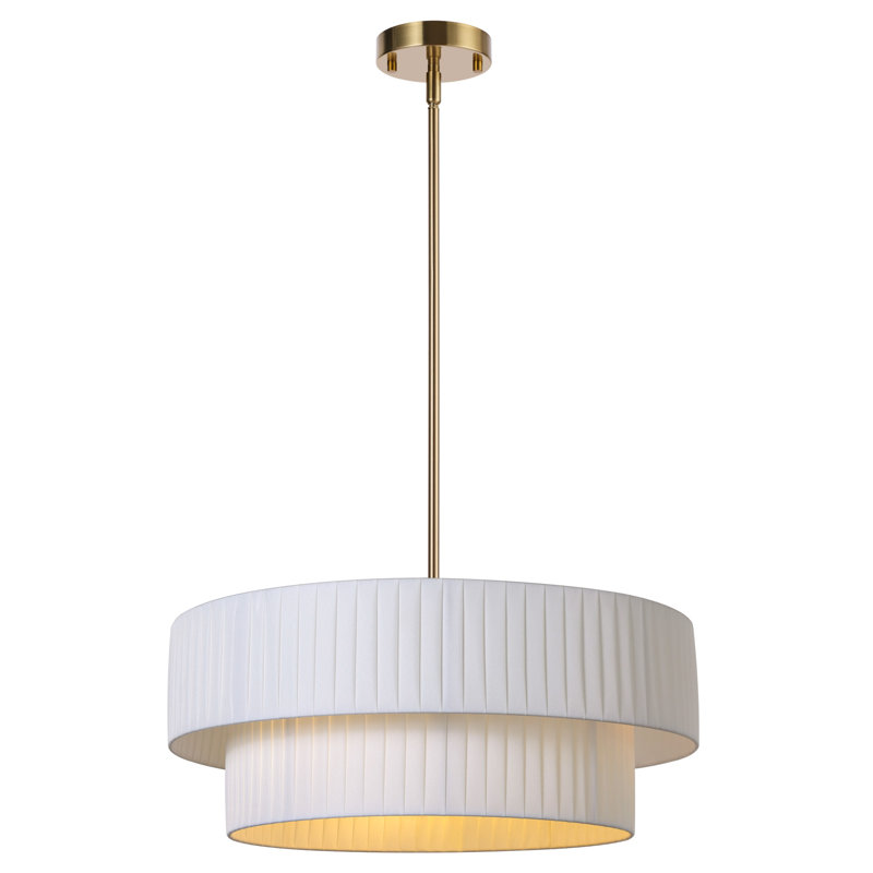 Lustre tambour à 3 lumières Reihan, Or, H 7,4 po x l 19,6 po x P 19,6 po