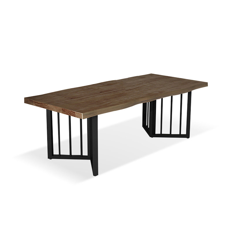 Table de salle à manger rectangulaire en bois massif Nut-Brown, H 29,53 po x L 70,87 po x l 31,5 po