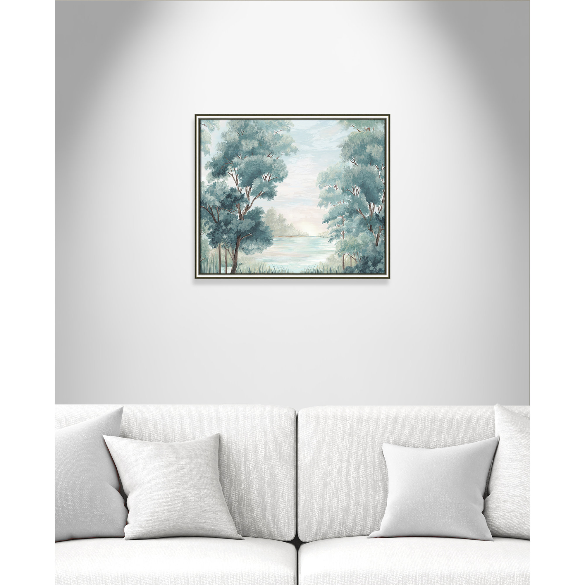 Calm Forest River, 22.75" H x 26.75" W x 0.87" D, Silver Framed