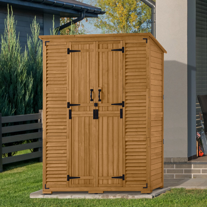 5 ft. W x 2 ft. D Outdoor Storage Shed with Double Lockable Doors and Waterproof Asphalt Roof, Yellow