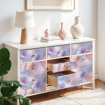 Papier peint adhésif auto-adhésif et amovible floral ornemental éthéré 24 po x 118 po (60 x 300 cm)