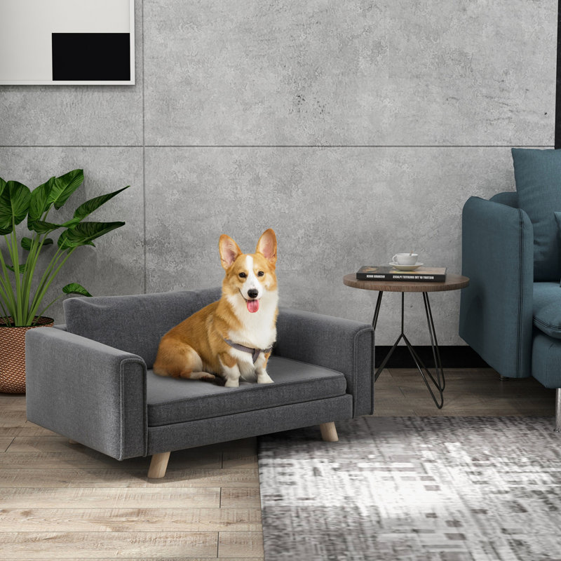 Coussin pour chien, épais et confortable, coussin de dossier amovible, literie surélevée grise pour animal de compagnie, coussin de siège, pour chiens