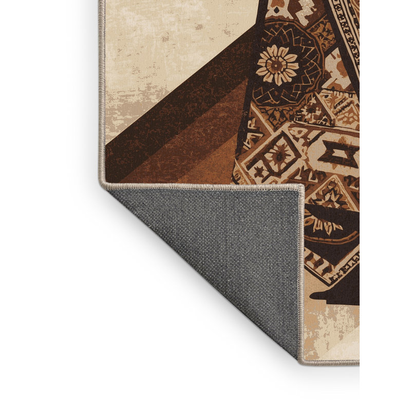 Tapis moelleux moelleux à imprimé de blocs Duque War Drum Caller, 2 x 3