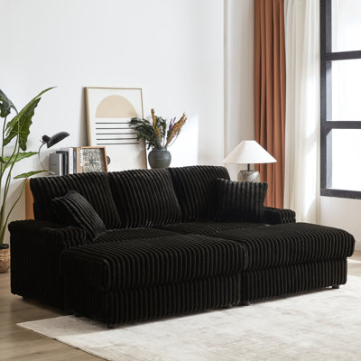 84inch 3 - Seater Corduroy With Back Pillows, 2 Toss Inviting And Cozy For Living Room Comfortable Seating