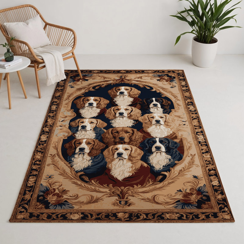 Tapis d'intérieur et d'extérieur brun français, Rectangulaire 3 pi x 5 pi