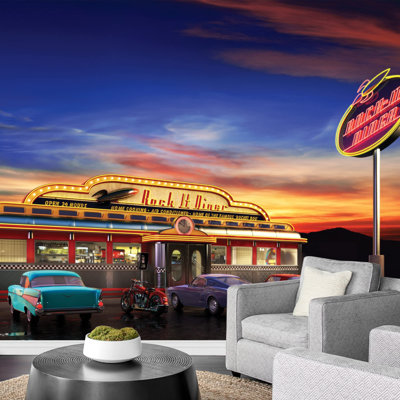 Papier peint adhésif rétro American Diner at Dusk