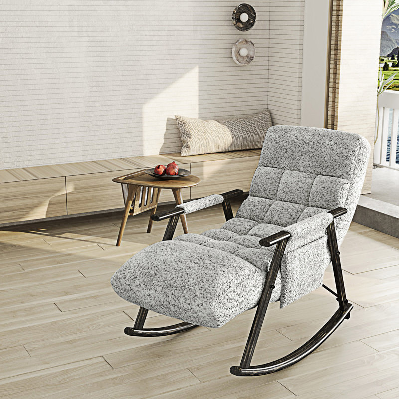 Chaise berçante pliante, chaise berçante rembourrée, Gris