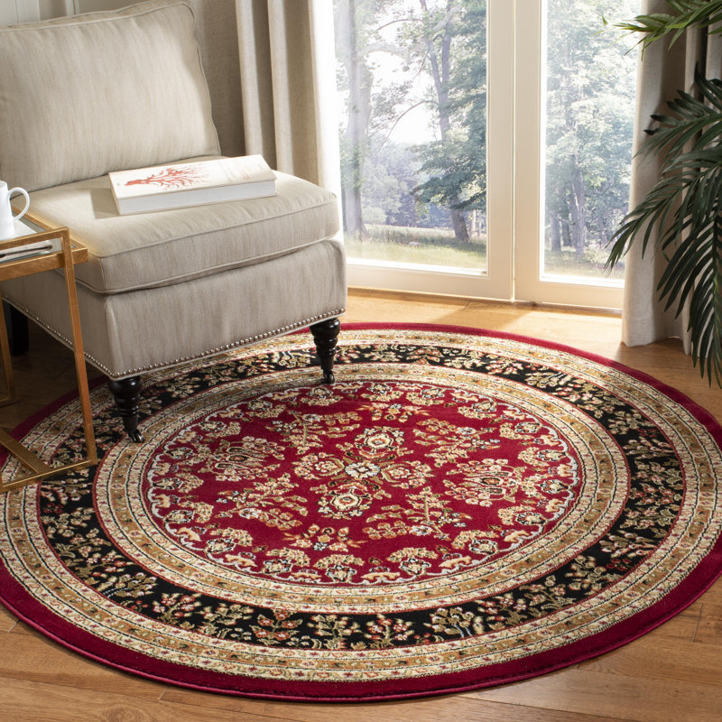 Lyndhurst Oriental Area Rug In Red / Black, Round 122 cm