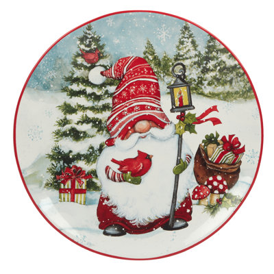Christmas Gnomes Set of 4 Dinner Plate 11" asst