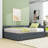 2 Drawers Full Upholstered Daybed, Semi-Closed Design-94353666