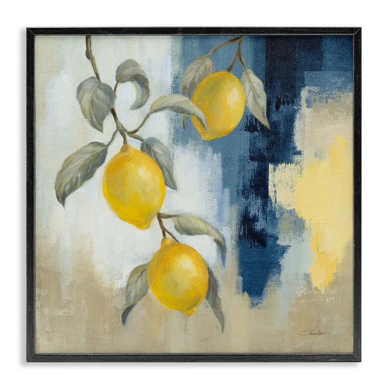 Citrons du Sud, estampe numérique par Silvia Vassileva, H 17 po x l 17 po, Giclée encadrée noir minuit