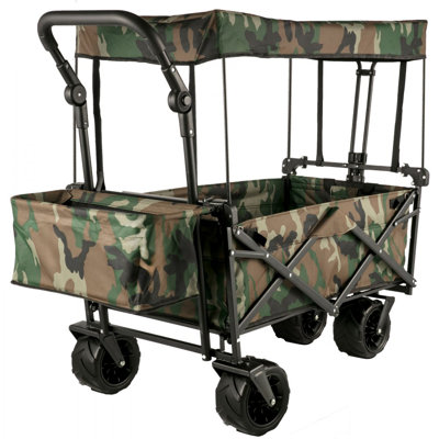 Collapsible Folding Wagon with Removable Canopy, Heavy Duty Foldable
