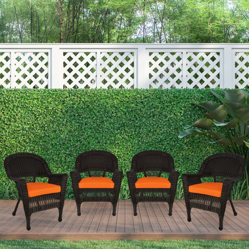 Chaise de patio avec coussins, Orange, Espresso