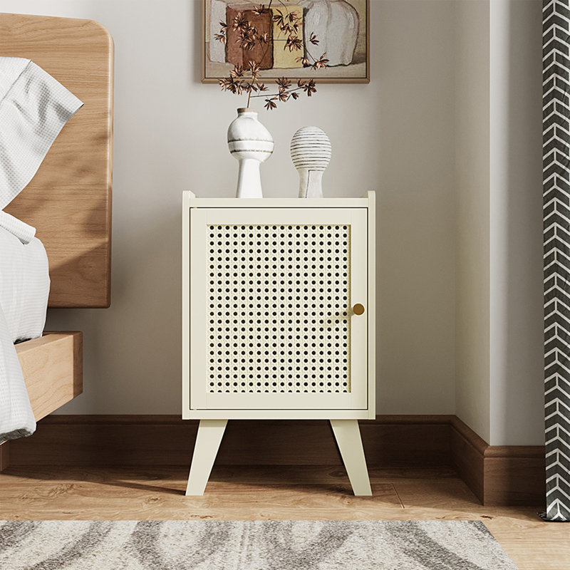 32 cm W Bedside Table, Cream