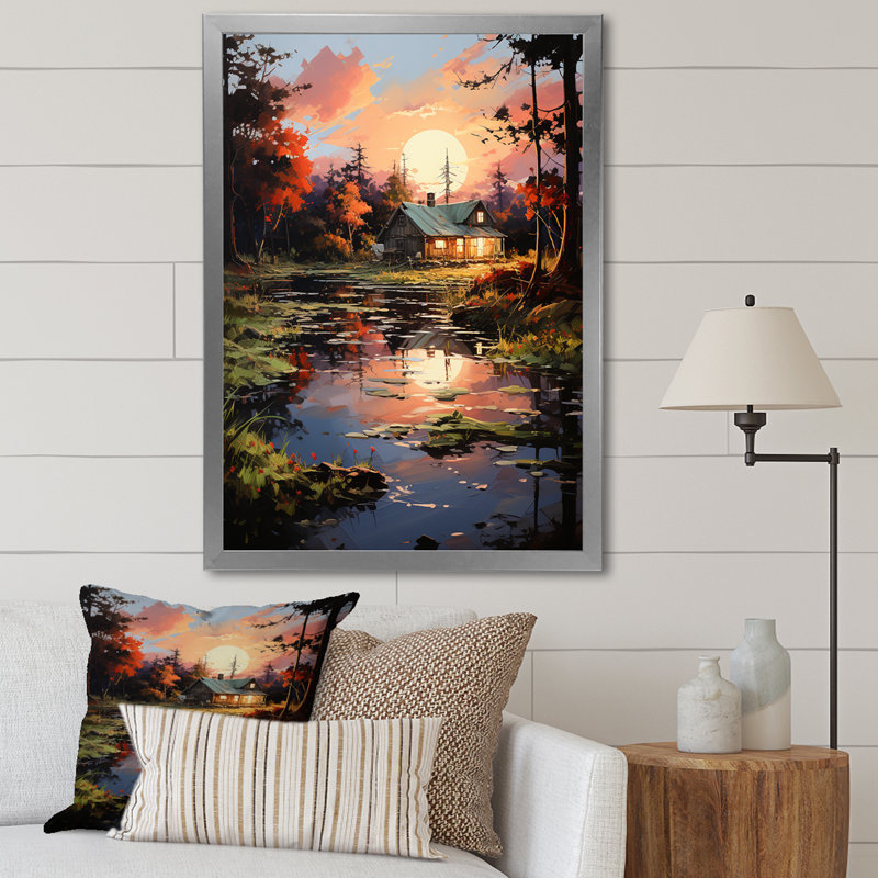 Charniqua Peach Lakehouse Journey Begins I, H 20 po x l 12 po x P 1 po, Cadre photo argenté