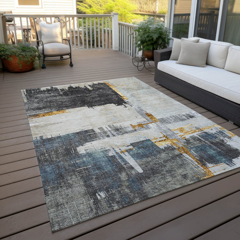 Tapis intérieur / extérieur Malani avec envers antidérapant, Rectangle 9 pi x 12 pi
