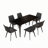 6 Seat Modern Stone Dining Table Set With Faux Leather Side Chairs, 7-piece Dining Set-111464707-111464709