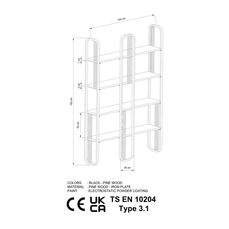 Baugus 182cm H x 124cm W Standard Bookcase