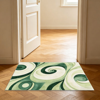 Green Swirl Abstract carpet-easy to clean, machine-washable, soft and comfortable; suitable for door mats, kitchens, living rooms, bedrooms, corridors, and laundry areas. Easy to clean, durable carpet for home decoration.