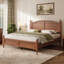 Traditional Wood Platform Bed with Curved Panel Headboard and Turned Posts-956042843