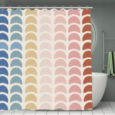 Gradient Half-Circle Shower Curtains For Bathroom, 71 X 71