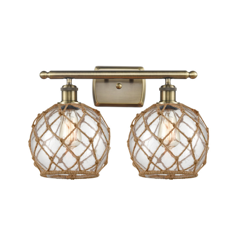 Éclairage pour salle de bain à intensité variable 2 lumières Arriola, Clair, DEL, Laiton antique