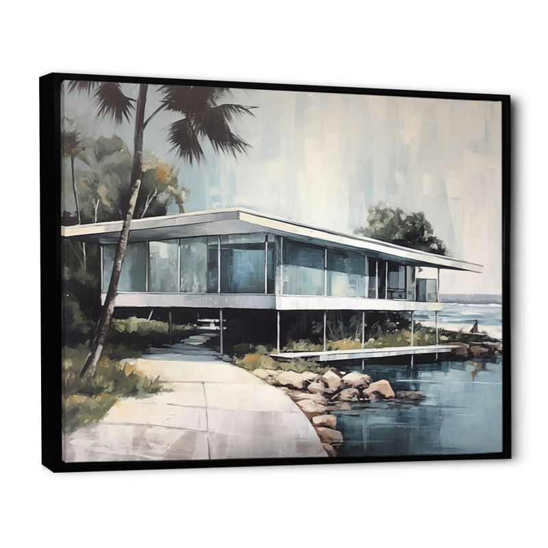 Beach House Tranquility II - imprimé, H 16 po x l 32 po x P 1 po, Cadre flottant noir