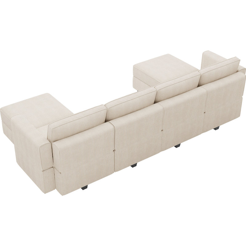 Nairoby 7-Piece Velvet Symmetrical Upholstered Modular Sectional Sofa Set Storage Sofa Apartment Couch 4-Seat Sofa with 2 Ottomans