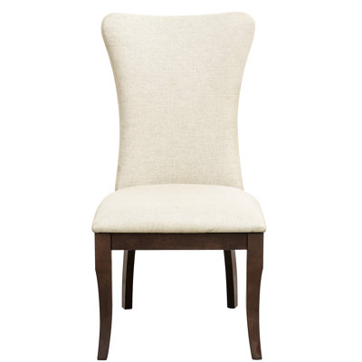 Chaise d'appoint moderne et traditionnelle 2 pièces, structure en bois au fini cerisier foncé, chaises de salle à manger (2), bois, assise en tissu, pièce