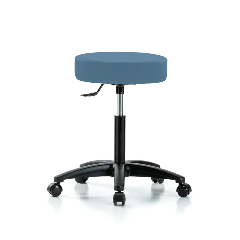 Koah PERCH Single Lever Swivel Stool | Desk Height 18-23", Colonial Blue Vinyl, 28" H x 24" W x 24" D, Vinyl