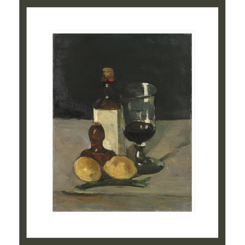 Still Life with Bottle Glass and Lemons by Paul Cézanne -Framed Giclee Print, 21.11" H x 17.75" W