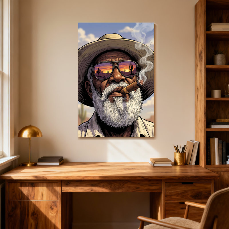Sauge du désert à la mode avec cigare et lunettes de soleil