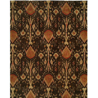 Hand Woven Wool Ikat Area Rug