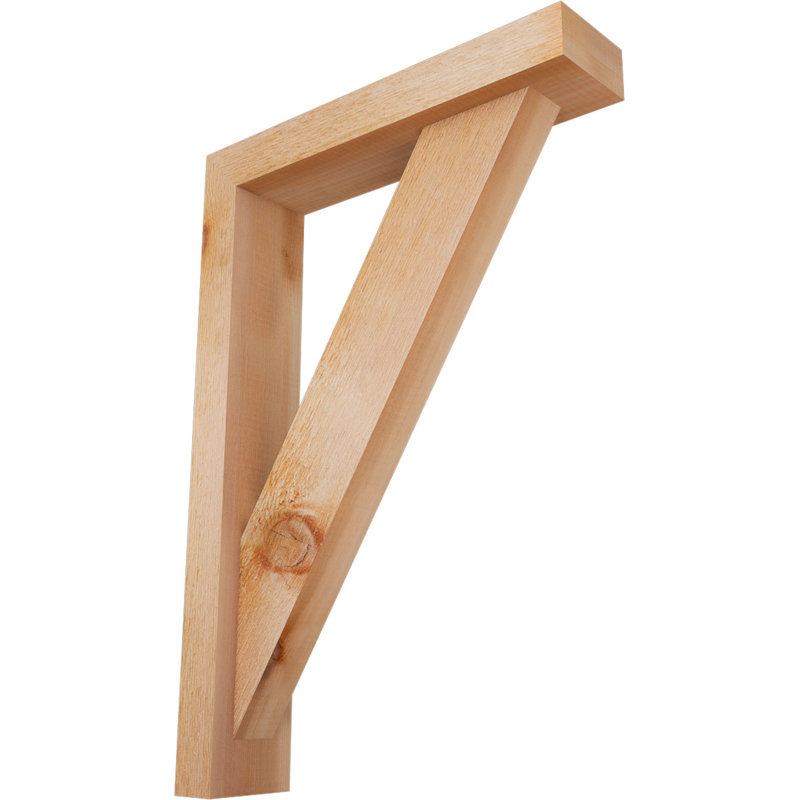 Traditional Block Bracket w/ Offset Brace, 26 x 18, 4"W Western Red Cedar (Rough Sawn)