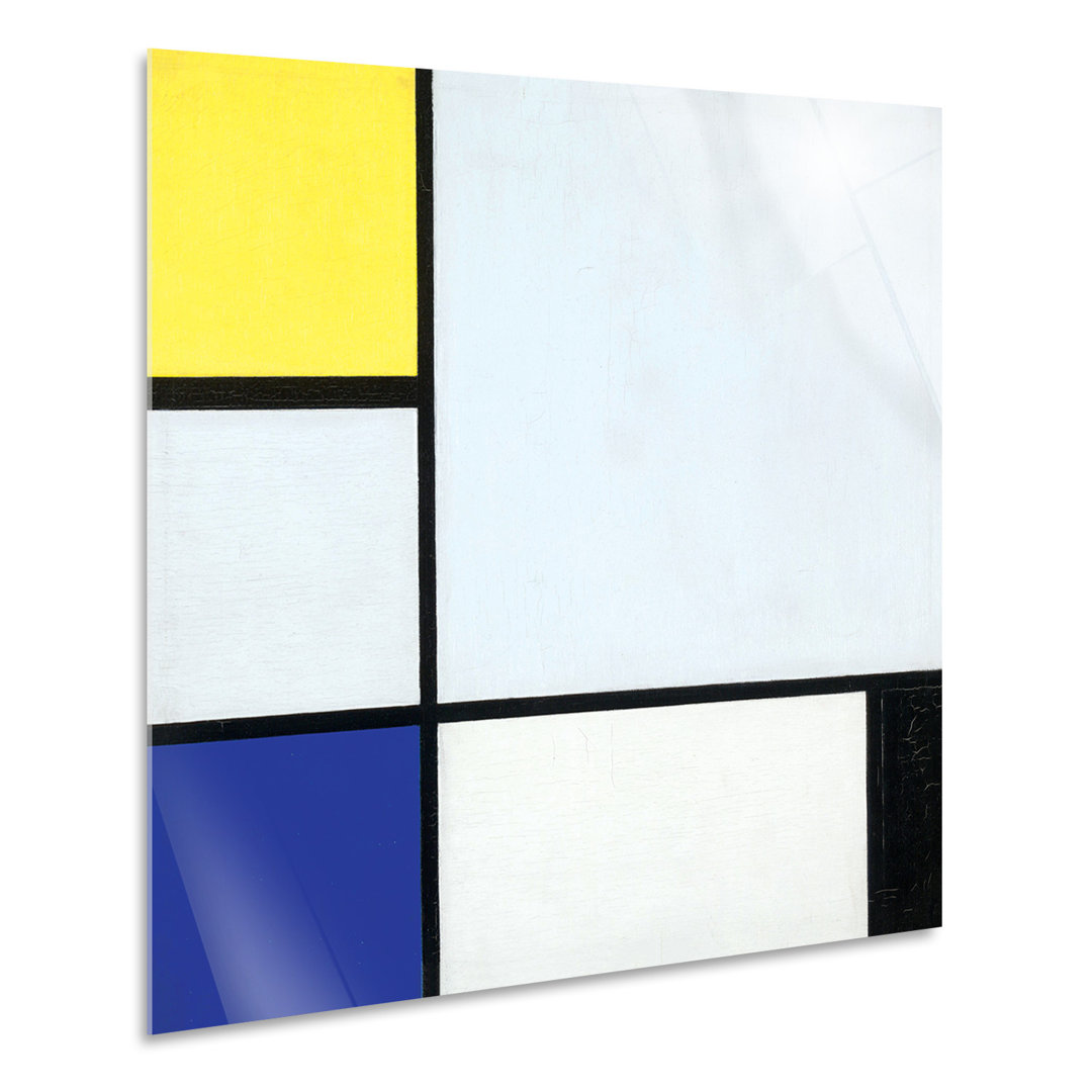 Wandbild Komposition Nr. 4 mit Gelb Blau Schwarz und Hellblau von Piet Mondrian