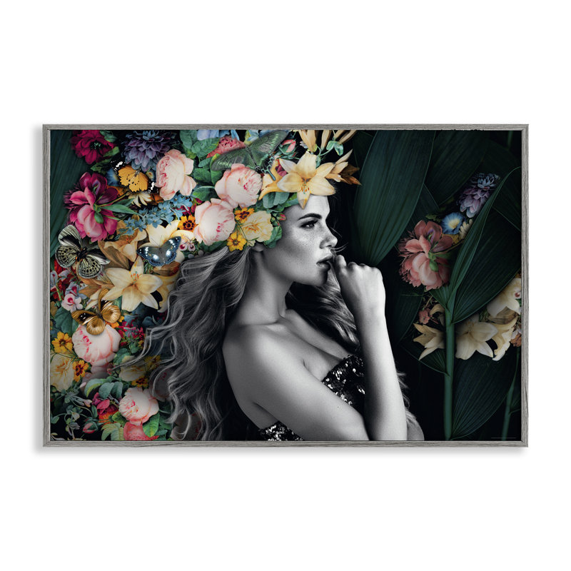 Femme avec fleurs tropicales, estampe numérique par Reinders, Estampe numérique Farmhouse, H 12 po x l 18 po