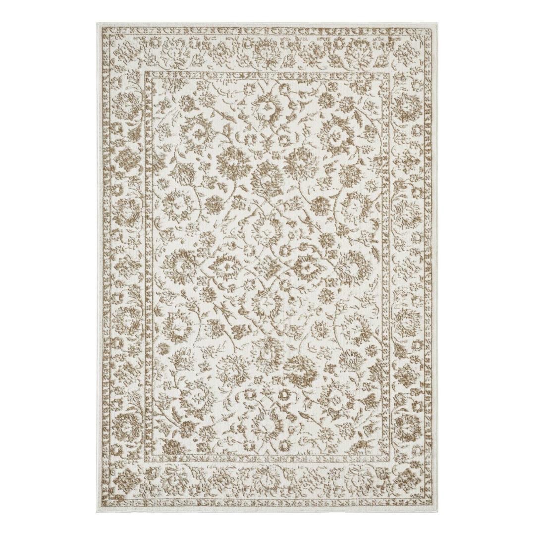 Raashid Oriental Handwoven Polypropylene Indoor Area Rug in Cream Bungalow Rose Rug
