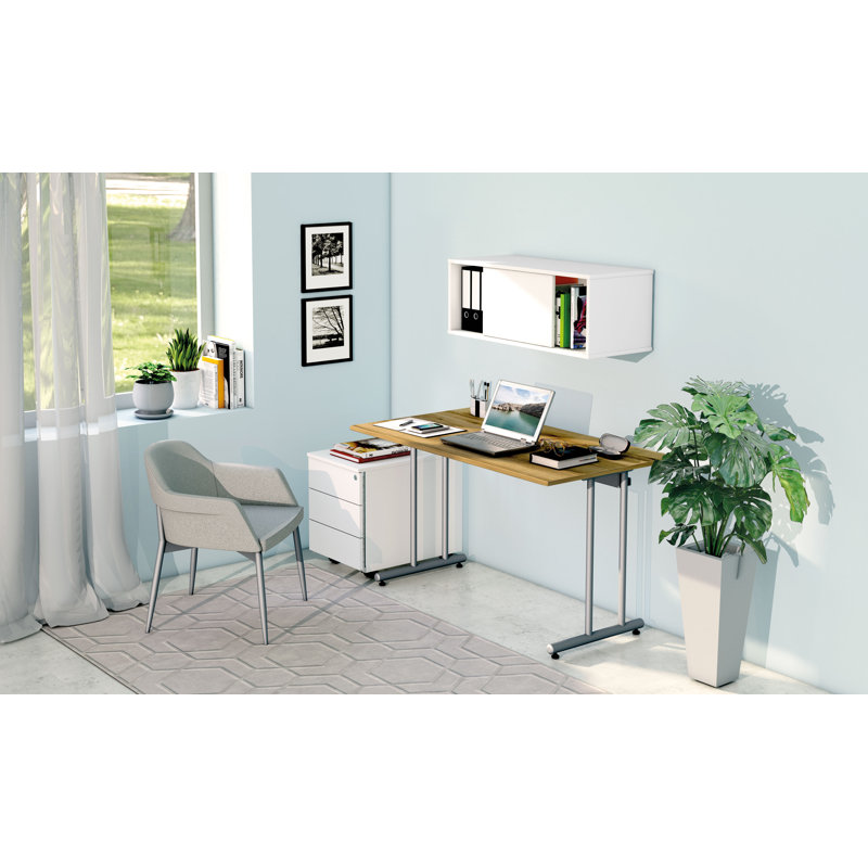 Smart Office Desk, 75cm H x 120cm W x 65cm D, Oak