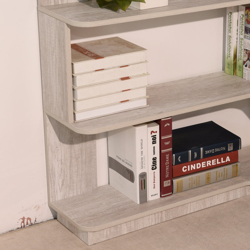 Bibliothèque de coin étendue avec rangement ouvert, Light Gray