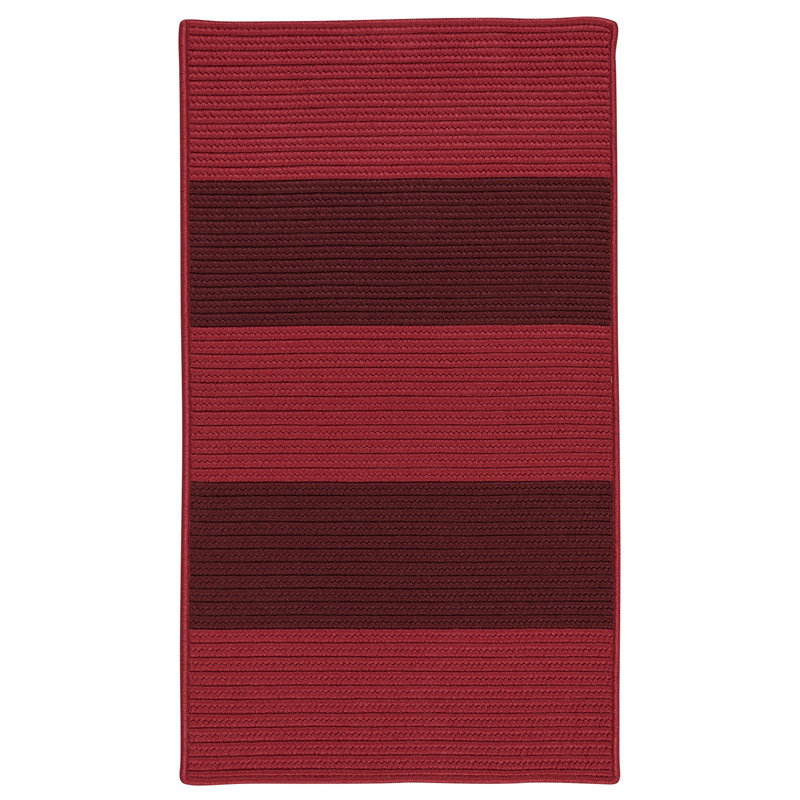 Tapis rouge / brun tressé à la main Javen, Rectangle 9 pi x 12 pi