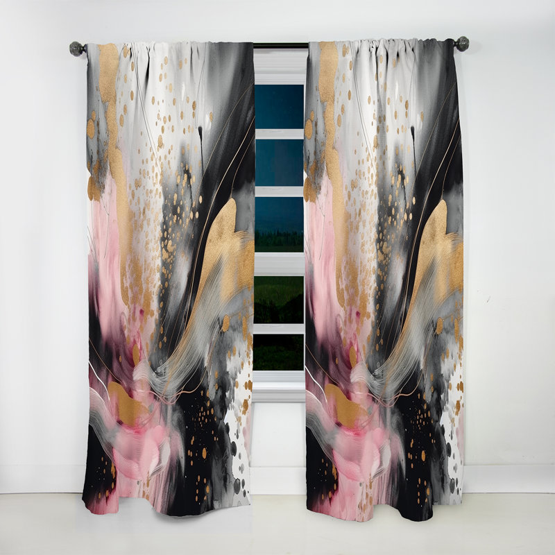 Rideau moderne texturé or rose Splash Marble III - velours obscurcissant - 1 panneau, L 52 po x L 84 po