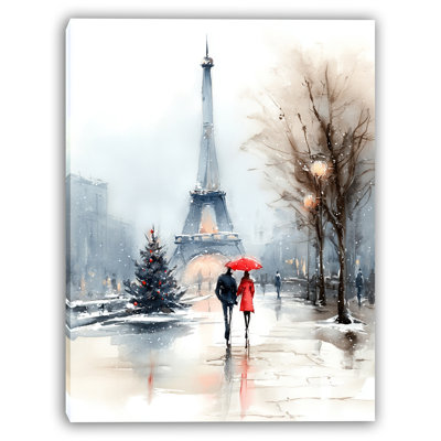 Art mural sur toile Snowy Promenade Paris