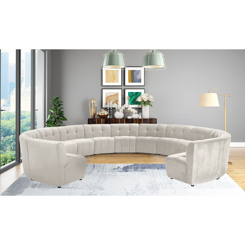 Canapé modulaire de coin symétrique en velours de 173 po de largeur Jedson, Velours crème