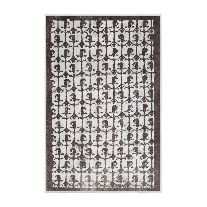 Tapis contemporain noir, Rectangle 8 pi x 10 pi