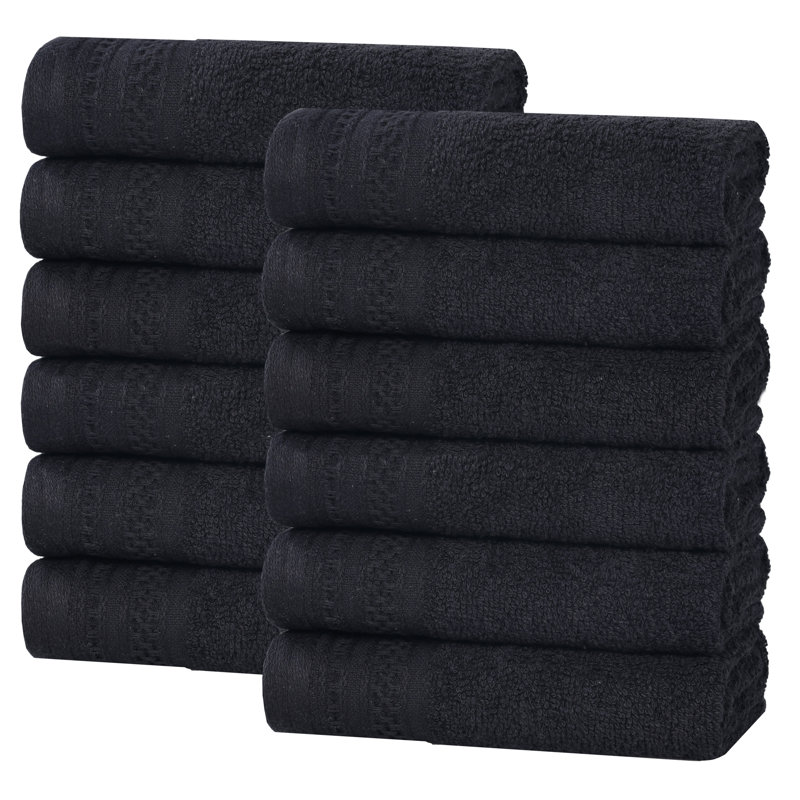 Essuie-mains en coton gaufré Honeycomb, Noir, noir, noir, noir