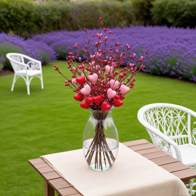 6 pièces 17 "en forme de cœur artificiel ramasse des branches de fleurs pour la Saint-Valentin fête de mariage décoration de table à la maison cadeaux
